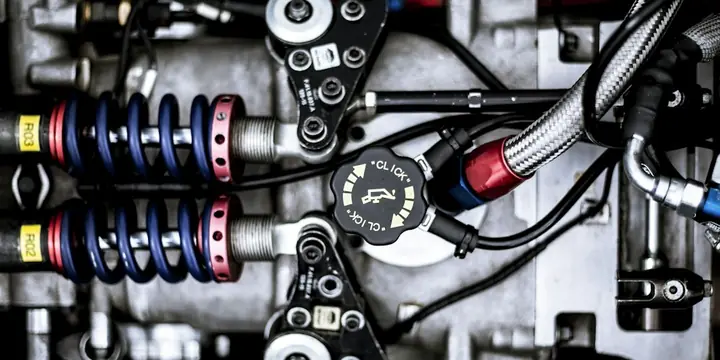 Close up of machine parts and gears working together